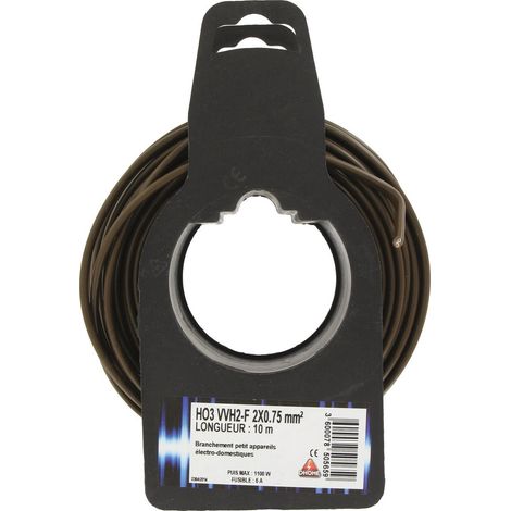 Cable eléctrico H03 Vvh 2-f Ovoide 2 X 0,75 Mm² 10 Marrón