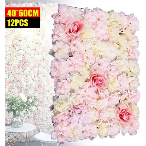 12 Stück Künstliche Blumenwand, Hochzeit Straße DIY Hintergrund, Rosenwand Dekor 40x60cm (1/5)