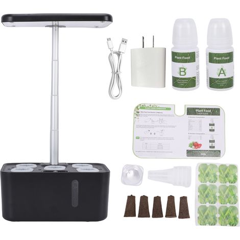 Système de culture hydroponique d'intérieur Kit jardinage LED 10W réservoir 1,5L hauteur réglable pompe intégrée minuterie automatique (1/4)