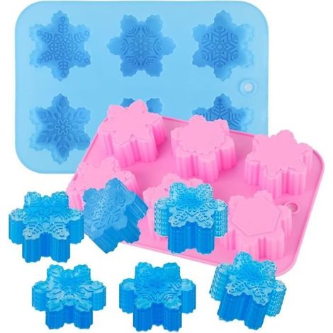 2 stampi in silicone a forma di fiocco di neve, stampi a forma di fiocco di neve bianchi, stampi per torte a forma di fiocco di neve (1/4)