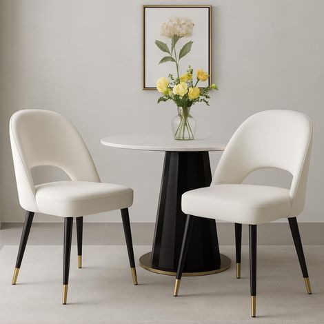 Wahson Set di 2 da Pranzo in Velluto, Stile moderno, comoda da sedersi con gambe in metallo per la cucina pranzo e il soggiorno, Beige