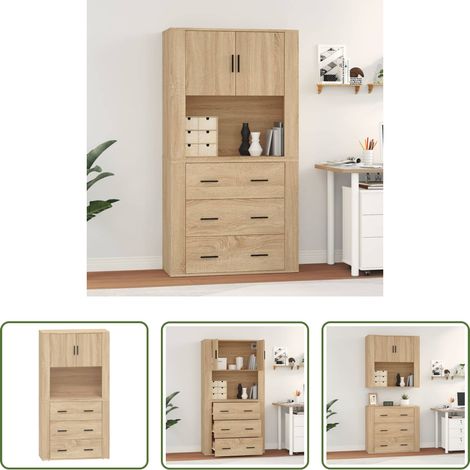 vidaXL Buffet en bois - Buffet haut Chêne sonoma Bois d'ingénierie (1/5)