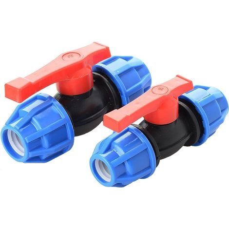 2 pièces PE vanne à boisseau sphérique PE raccord raccord à vis tuyau d'eau connecteur 20 mm tuyau PE 25 mm adaptateur raccords pour conduites d'eau, systèmes d'irrigation, installation de racc (1/5)