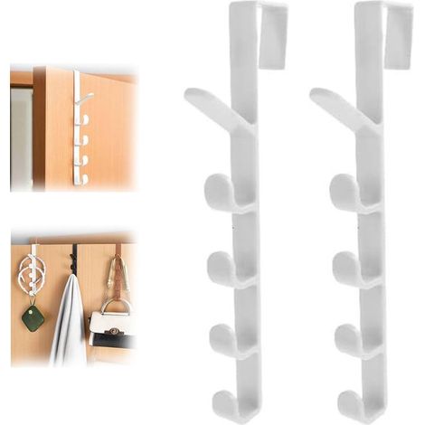 Set di 2 ganci appendiabiti verticali a 5 livelli per vestiti, cappelli e borse - Bianco (1/5)
