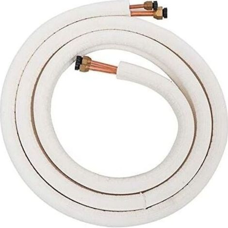 Tuyau en cuivre pour climatiseur 1/4 3/8 - Tuyau réfrigérant en cuivre et aluminium isolé - Pièces pour climatiseur - 3 mètres, Blanc (1/5)