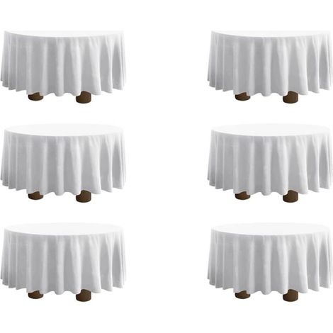Paquete de 6 manteles redondos, 100% poliéster, lavables, 305 cm, para bodas, bufés y restaurantes. (1/5)