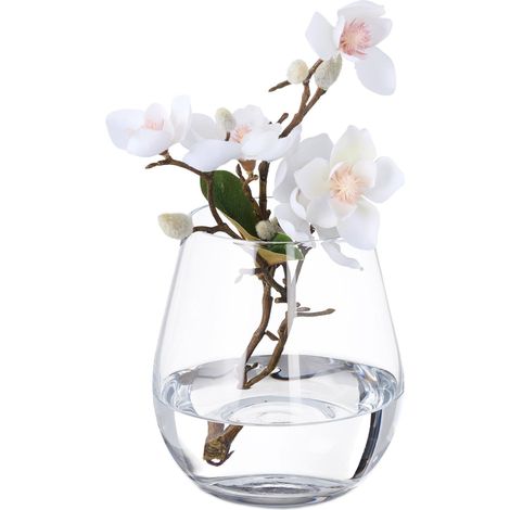 Vase décoratif en Verre Clair, pour Vos Fleurs, à Poser sur la Table, Dimensions HxD : 16 x 14 cm, Transparent (1/5)
