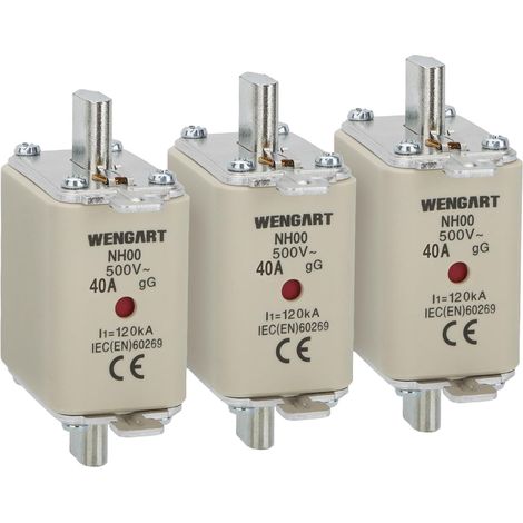 3 Fusibles Couteaux NH00 gG 50A Standard pour Coffret TGBT (1/5)