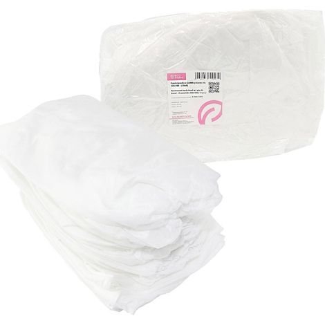 Drap-housse jetable 100 cm x 220 cm, tissu non tissé blanc, 15 g, lot de 10. (1/5)