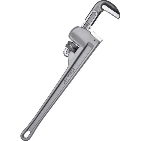 Clé à pipe droite en aluminium 45,7 cm réglable plomberie mâchoire haute résistance poignée ergonomique tuyaux auto (1/5)