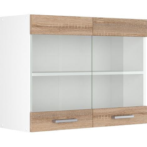 Hängeschrank R-Line, Sonoma, 80 cm mit Glastüren, Vicco