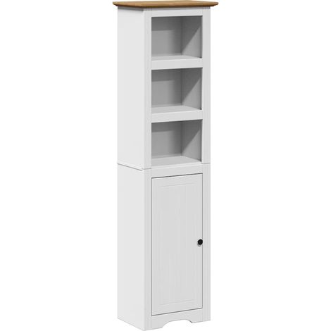 Colonne Meuble de salle de bain - BODO blanc et marron 44x30x160 cm fr3844 - Maison La Vie (1/5)