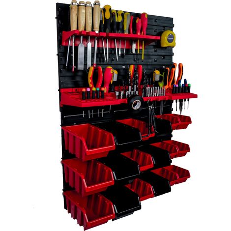 Panneau à outils d'atelier 57x78 cm + 18 plateaux (1/5)