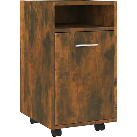 Armadio con ruote per soggiorno o ufficio 33 x 38 x 60 cm grande capacità di archiviazione stile contemporaneo in legno rovere fumo 020048246