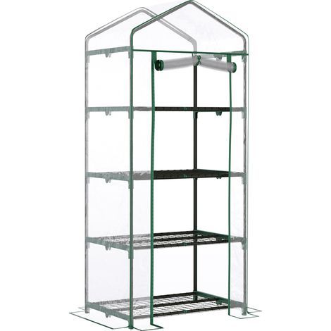 AMXCNOY Serre à tomates en aluminium avec 4 étagères, châssis froid vert, 70 x 50 x 160 cm (1/5)