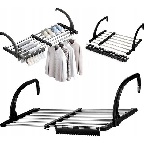 Étendoir à linge pliable 64-110 cm pour intérieur et balcon extérieur (1/3)