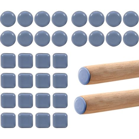 Carré et Rond ø 20 mm，32 Pièces Téflon Patins pour Meuble,Adhésif Puissant Patin Meuble,Silencieux et Lisse Patins pour Chaises,Anti Rayures (1/5)