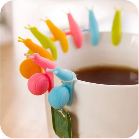 Set di 10 porta bustine di tè in silicone a forma di lumaca: graziosi e colorati porta bustine di tè da attaccare al bordo delle tazze