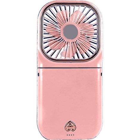 Ventilateur de cou pliable rechargeable USB, 3 vitesses, mini ventilateur portable rose pour randonnées et pique-niques (1/5)