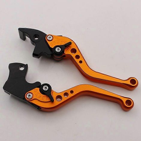 Convient aux motos KTM390 Duke, poignée de frein et levier de klaxon courts modifiés en alliage d'aluminium anti-chute (tige courte orange) (1/5)