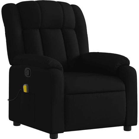 Fauteuil de relaxation TV fonction massage inclinable 6 points de massage en tissu noir DEC027057