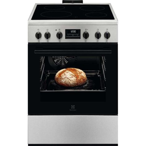 Electrolux – Cuisinière mixte vitrocéramique 4 foyers – Classe énergétique A – Nettoyage facile – Volume 58L – Inox (1/3)