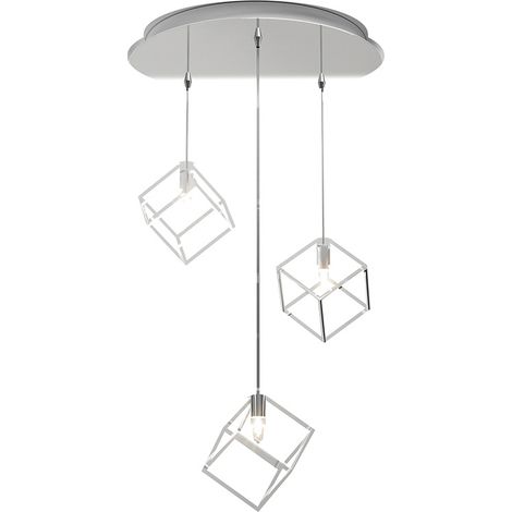 Sospensione Moderna Frame Metallo Cromo 3 Luci G9 (1/3)