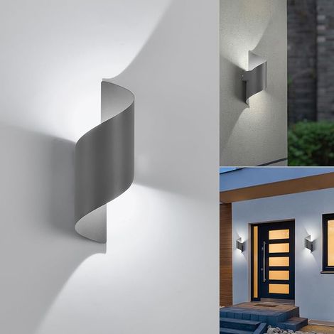 LED Applique Murale intérieur/Extérieur,10W 6000K Blanc Froid Lampe Murale,Moderne Up Down Luminaire Murale,Éclairage Mural Etanche IP65,Spirale Métal Appliques Murales pour Bar,Chambre à Coucher (1/5)