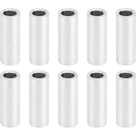 Packung mit 10 runden Distanzstücken aus Aluminiumlegierung, ohne Gewinde, 6 mm Außendurchmesser, 16,5 mm Länge (1/5)