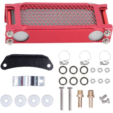Kit radiatore universale per raffreddamento olio motore per ATV/moto fuoristrada da 100cc-250cc - Kit radiatore universale in lega di alluminio per raffreddamento olio moto -Crezuo