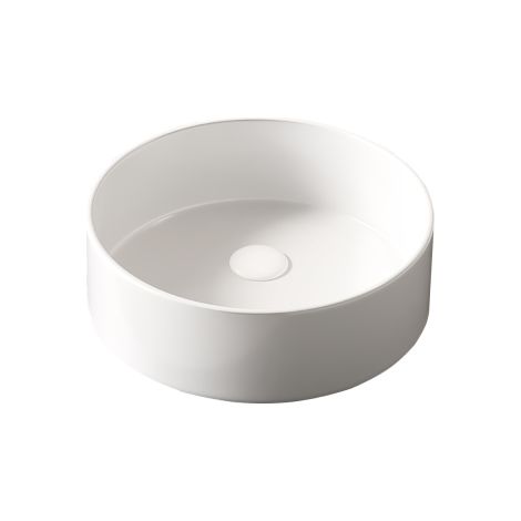 Miroir de salle de bain 36 cm, vasque ronde en céramique à poser sans robinet, sans meuble, blanc (1/5)