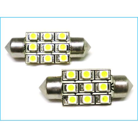 Lampada Led Siluro T11 C5W 39mm 9 Smd Bianco Freddo 12V Luci Targa (1/3)