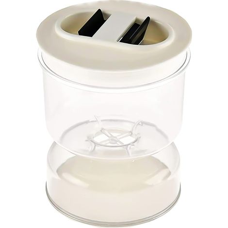 Tarro de conservas con forma de reloj de arena para aceitunas, separador para zumo de pepino (seco y húmedo), recipiente de almacenamiento con colador y tapa hermética con bisagra. (1/5)