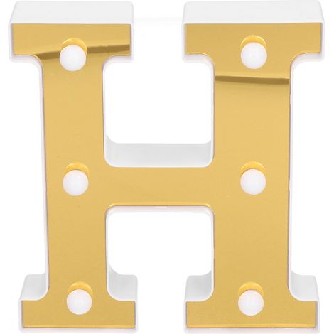 Lumière LED Lettre H Dorée - Veilleuse pour Chambre, Mariage, Anniversaire - Blanc Chaud (1/5)