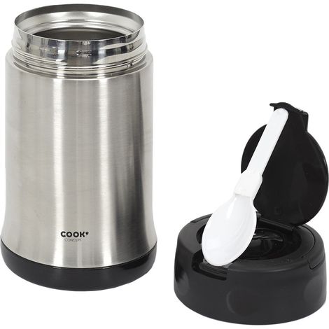 Bol de Sopa Isotérmico - COOK CONCEPT - Con Cubiertos de Inox - Hermético - Plata y Negro - 50cl (1/5)