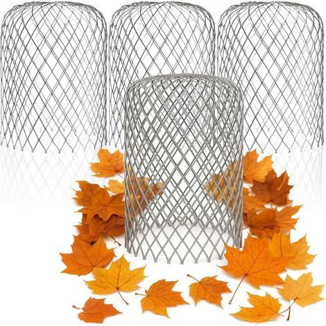 4X protège-gouttières pour tuyaux de Descente en Acier galvanisé - Protection Contre Les Feuilles pour tuyaux de 6,5 à 9 cm Ø (Set 7 - Protection de Descente en Acier 4X) (1/5)
