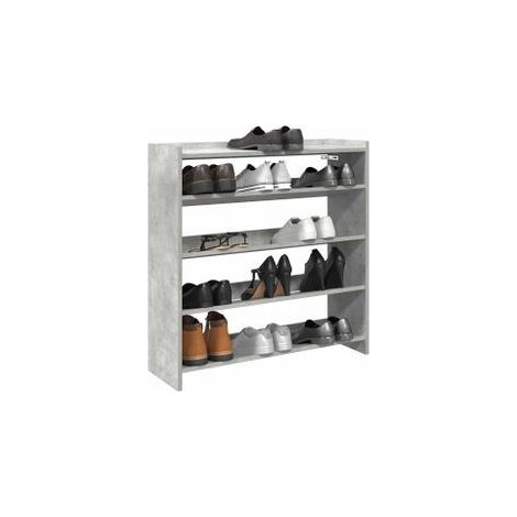 Étagère à chaussures en bois Manda L 80 x H 81cm - Rangement 5 niveaux-Gris béton (1/5)