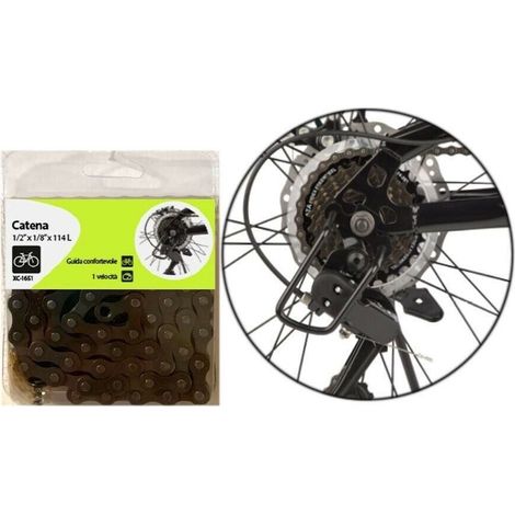 Trade Shop - Cadena Para La Bicicleta 1/2 "x1 / 8" X114l 1 Velocidad Guía Cómoda Xc-1651 -