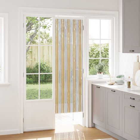 vidaXL Rideau anti-insectes en chenille Gris et Beige 56 x 185 cm