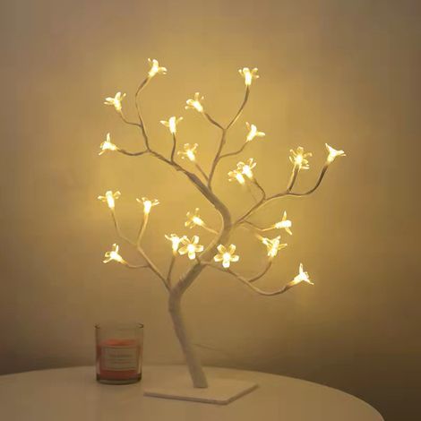 LED-Tischleuchte für Bonsai-Bäume, USB-Anschluss, Weihnachtsbeleuchtung, Nachtlicht, weiß, 24 Lichter, Sakura (1/5)