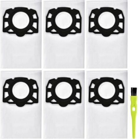 5 sacs de rechange pour Karcher,Compatible avec aspirateur Karcher KFI 357 KWD1、KWD2、KWD3、WD2 Plus、WD3、SE 4001、SE 4002、WD 3.200-WD 3.800 M、2.863-314.0(5 sacs filtrants+1 brosses) (1/5)