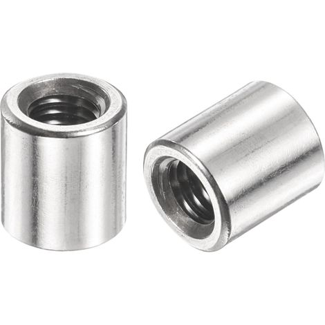 12pcs Manchon Fileté Rond M5 en Acier Inoxydable 304, Écrous Ronds d'Accouplement Connecteurs et Mécaniques Longueur 8mm, Manchon Tige Barre Écrou à Tige pour Support, M5x8x8mm (1/5)