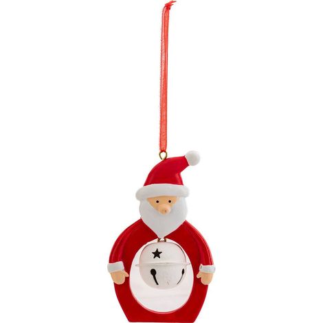 Soggetto babbo natale campane in resina h.10cm rosso e bianco - Atmosphera créateur d'intérieur
