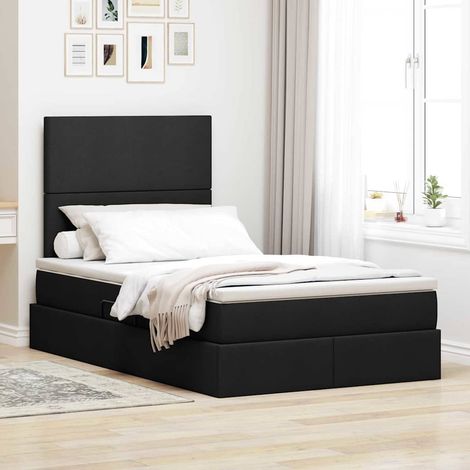 Bett mit Stauraum und LED Schwarz 120 x 200 cm Polyester