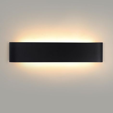 Applique Murale Interieur 24W,3000K/4000K/6500K Température De Couleur Sélectionnable Appliques Murale Intérieure,Applique LED Murale 1 Pièces 38CM Noir IP44 pour Bureau Salon Escalier Couloir (1/5)
