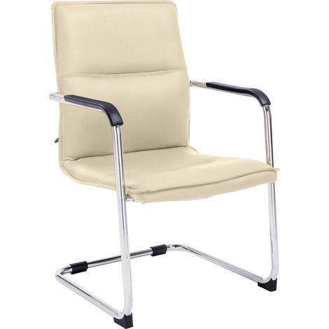Silla Cantilever Seattle de Cuero Sintético Crema (1/7)