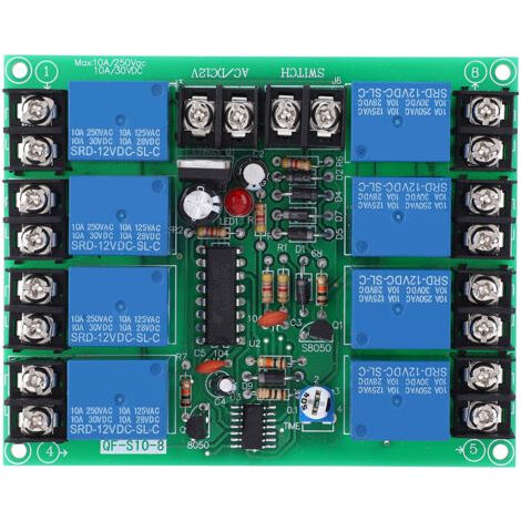 Carte de séquence de temps de puissance à 8 canaux Module de contrleur séquentiel réglable 0.2-4S (1/5)
