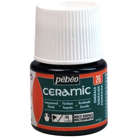 Peinture céramique décorative à FROID PEBEO 26 VERT EMERALD 45ml (1/4)