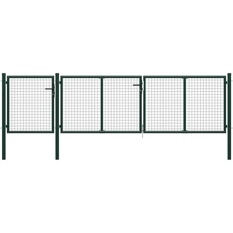 vidaXL Portail de jardin en acier vert 400 x 75 cm (1/5)