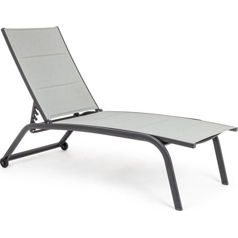 Chaise longue en aluminium et textylène noir Chloé - Lot de 4 (1/5)